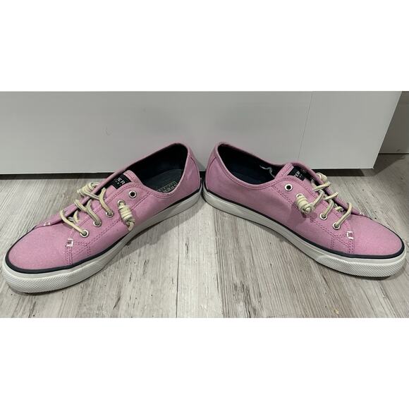 Sperry Top-Sider Women’s 9M Canvas Purple Slip On -Lace Up Casual Boat Sneakers - Picture 7 of 12
